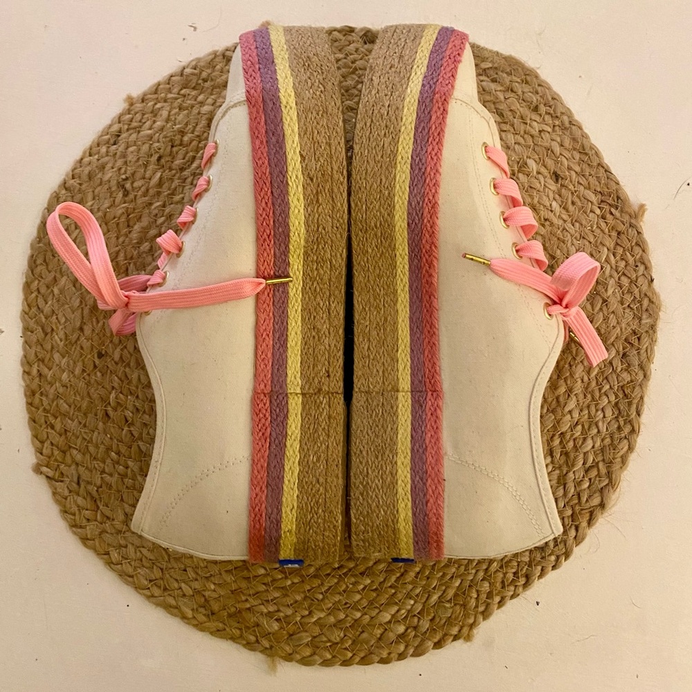 KEDS x Kate Spade size 10 Triple Up Sneakers Natural Canvas Jute Platform